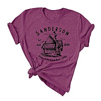 Sanderson Sisters Bed And Breakfast Home Of The Black Flame Candle Hocus Pocus Tshirt Halloween Shirts For Women Xl Purple9