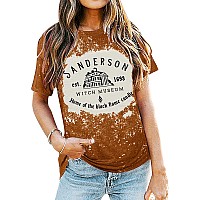 Halloween Hocus Pocus T Shirt Women Sanderson Letter Print Graphic Tshirt Bleached Tees Tops