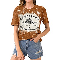 Halloween Hocus Pocus T Shirt Women Sanderson Letter Print Graphic Tshirt Bleached Tees Tops