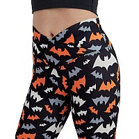 Sissycos Womens Halloween Crossover Leggings High Waisted Printed Tights Bats Silhouettes Small