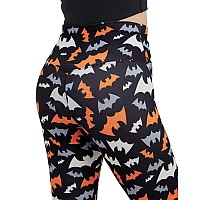 Sissycos Womens Halloween Crossover Leggings High Waisted Printed Tights Bats Silhouettes Small