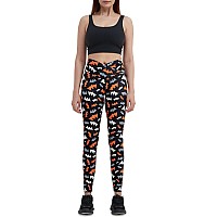 Sissycos Womens Halloween Crossover Leggings High Waisted Printed Tights Bats Silhouettes Small