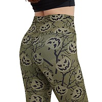 Sissycos Womens Halloween Crossover Leggings High Waisted Printed Tights Evil Pumpkin Small