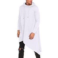 Coofandy Cloak Hoodie Men Halloween Costume Lightweight Sweatshirt Poncho White Medium