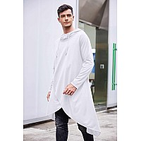 Coofandy Cloak Hoodie Men Halloween Costume Lightweight Sweatshirt Poncho White Medium