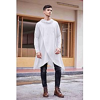 Coofandy Cloak Hoodie Men Halloween Costume Lightweight Sweatshirt Poncho White Medium