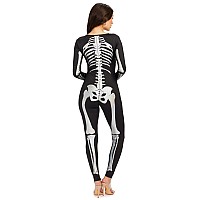 Tipsy Elves Form Fitting Flattering Skeleton Bodysuits For Halloween Womens Sexy Skeleton Costume Womens Silver Shimmer