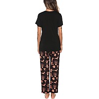 Eishopeer Womens Cute Halloween Pajama Set Printed Short Sleeve Top Long Pants Sleepwear Pjs Sets Black Xs