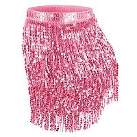 Syhood 2 Pcs Sequin Tassel Skirt Hip Scarf Belly Dance Belt Performance Skirt For Women And Girls Halloween Cosplaybasicsilver