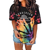 Halloween T Shirt Women Sanderson Letter Print Tiedye Graphic Tshirt Hocus Pocus Tees Tops