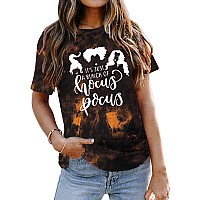 Halloween T Shirt Women Sanderson Letter Print Tiedye Graphic Tshirt Hocus Pocus Tees Tops