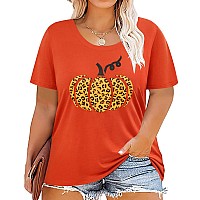 Carcos Plus Size Orange Tops For Women 4X Halloween Raglan Shirts Cheetah Print Crewneck Long Sleeve Tunics Casual Blouse Loose