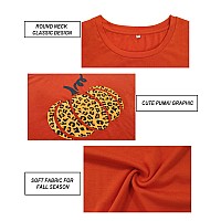 Carcos Plus Size Orange Tops For Women 4X Halloween Raglan Shirts Cheetah Print Crewneck Long Sleeve Tunics Casual Blouse Loose