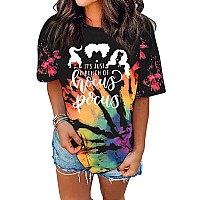 Halloween T Shirt Women Sanderson Letter Print Tiedye Graphic Tshirt Hocus Pocus Tees Tops