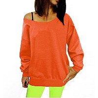 Smile Fish Womens Long Sleeve Sexy Sweatshirt Off The Shoulder Slouchy Tunic Top Halloween Oranges