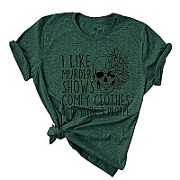 Girls Halloween Horror Shirts Murder Shows Novelty Graphic Summer Fall Tee Top Loose Comfy Clothes Green Xxxl