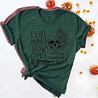 Girls Halloween Horror Shirts Murder Shows Novelty Graphic Summer Fall Tee Top Loose Comfy Clothes Green Xxxl