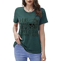 Girls Halloween Horror Shirts Murder Shows Novelty Graphic Summer Fall Tee Top Loose Comfy Clothes Green Xxxl