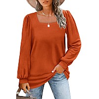 Wiholl Sweatshirt For Women Loose Fit Long Sleeve Tunic Tops For Leggings Halloween Orange 3X