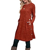 Ofeefan Burnt Orange Dress Fall Dress Sweater Halloween Dress For Women Buttons Side Xl