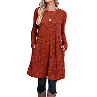 Ofeefan Burnt Orange Dress Fall Dress Sweater Halloween Dress For Women Buttons Side Xl