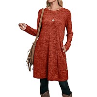 Ofeefan Burnt Orange Dress Fall Dress Sweater Halloween Dress For Women Buttons Side Xl