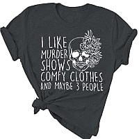 Novelty Horror Halloween Skull Women Clothes Funny Printed Murder Shows And Friends Party Comfy Clothes Grey Xl