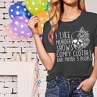 Novelty Horror Halloween Skull Women Clothes Funny Printed Murder Shows And Friends Party Comfy Clothes Grey Xl