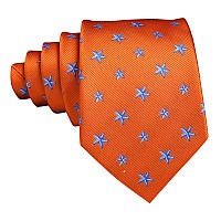 Barrywang Design Animal Ties Silk Woven Halloween Necktie Handkerhchief Cufflinks Set Party Festival Orange Starfish