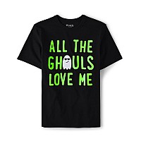 The Childrens Place Boys All Holidays Short Sleeve Graphic Tshirts Halloween Ghouls Glow Xlarge