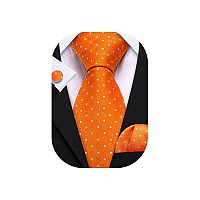 Barrywang Halloween Orange Tie Fun Letter Ties For Men Designer Handkerchief Cufflink Woven Casual Necktie Set