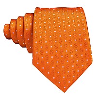 Barrywang Halloween Orange Tie Fun Letter Ties For Men Designer Handkerchief Cufflink Woven Casual Necktie Set