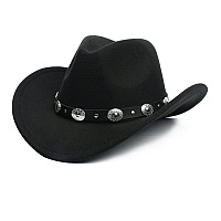 Kids Western Hats Boys Girls Cowboy Felt Fedora With Belt Buckle 37T