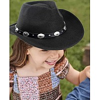 Kids Western Hats Boys Girls Cowboy Felt Fedora With Belt Buckle 37T