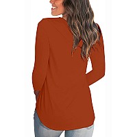 Halloween Tops For Women Long Sleeve Pumpkin Tunic Ladies Graphic Tees Funny V Neck Shirt Burnt Orange L