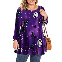 Belaroi Halloween Shirts For Women Plus Size Tops 34 Sleeve Tunic Shirts For Leggings Halloween Costumes Pumpkin Witch Horror