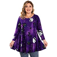 Belaroi Halloween Shirts For Women Plus Size Tops 34 Sleeve Tunic Shirts For Leggings Halloween Costumes Pumpkin Witch Horror