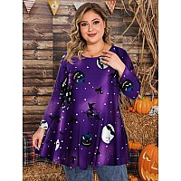 Belaroi Halloween Shirts For Women Plus Size Tops 34 Sleeve Tunic Shirts For Leggings Halloween Costumes Pumpkin Witch Horror