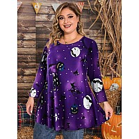 Belaroi Halloween Shirts For Women Plus Size Tops 34 Sleeve Tunic Shirts For Leggings Halloween Costumes Pumpkin Witch Horror