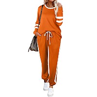 Aloodor Two Piece Outfits For Women Trendy Fall Clothes Sweatsuit Loungewear Halloween Orange 3Xl