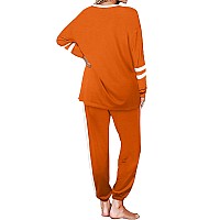 Aloodor Two Piece Outfits For Women Trendy Fall Clothes Sweatsuit Loungewear Halloween Orange 3Xl