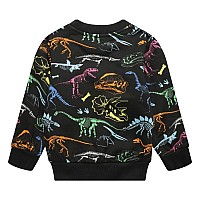 Toddler Boy Halloween Dinosaur Sweatshirts Dino Skeleton Glowing Shirts Long Sleeve Trex Bones Graphic Pullover Tops For Kids 5