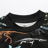 Toddler Boy Halloween Dinosaur Sweatshirts Dino Skeleton Glowing Shirts Long Sleeve Trex Bones Graphic Pullover Tops For Kids 5