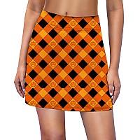 Ekouaer Womens Halloween Skirt Skorts With Pockets High Waisted Pickleball Skirts Printed Tennis Skortsorange Print Xl