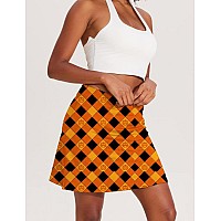 Ekouaer Womens Halloween Skirt Skorts With Pockets High Waisted Pickleball Skirts Printed Tennis Skortsorange Print Xl