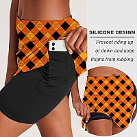 Ekouaer Womens Halloween Skirt Skorts With Pockets High Waisted Pickleball Skirts Printed Tennis Skortsorange Print Xl