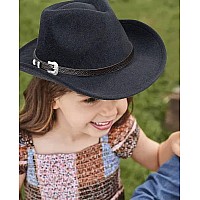 Kids Western Hats Boys Girls Cowboy Felt Fedora With Belt Buckle 38T