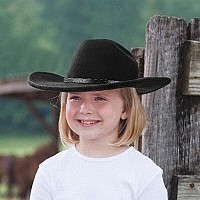 Kids Western Hats Boys Girls Cowboy Felt Fedora With Belt Buckle 38T