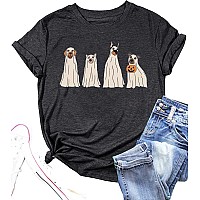 Womens Dog Halloween Shirt Fall Autumn Dog Lover Graphic Tees Tops719Dark Greys