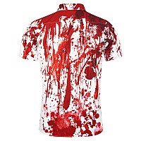 Raisevern Halloween Shirts For Men Blood Splatter Button Down Short Sleeve Novelty Party Cool Dress Shirt